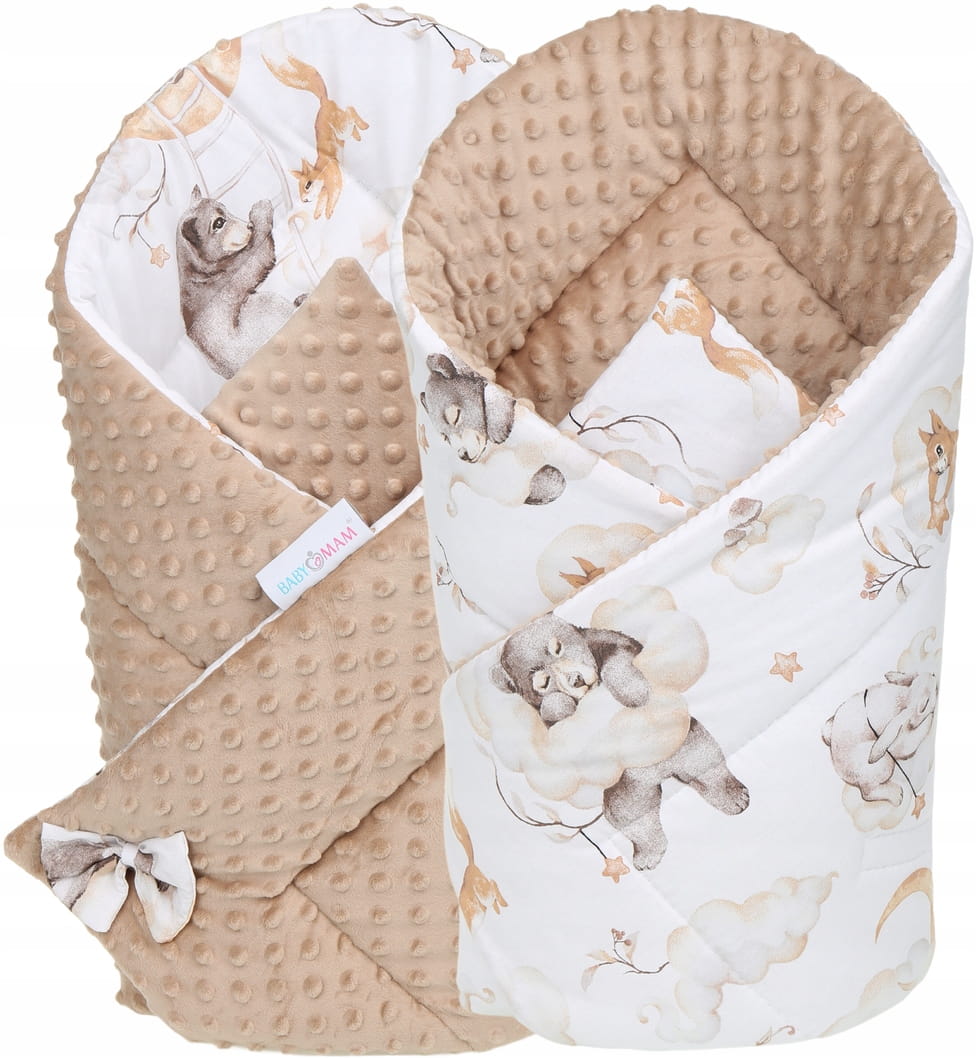Babymam rożek becik niemowlęcy otulacz minky 80x80
