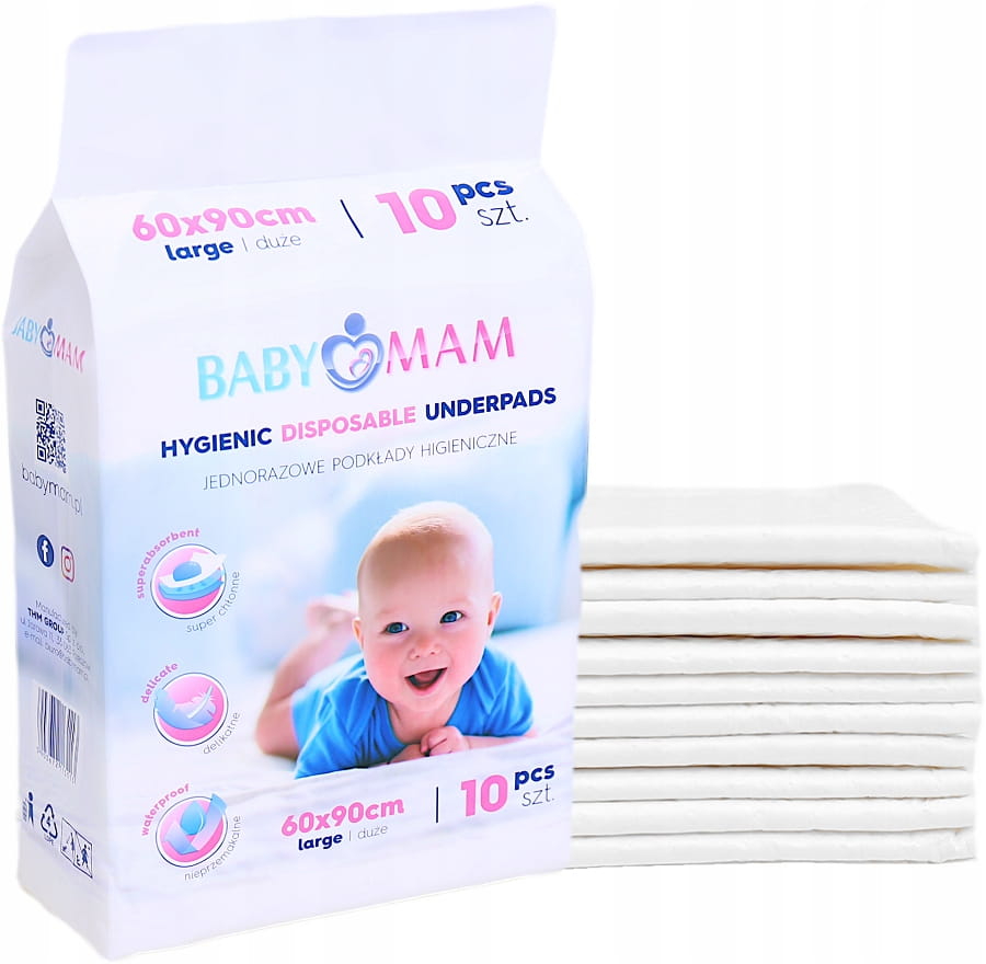 Babymam podkład jednorazowy 60x90 cm podkłady higieniczne przewijak 50szt