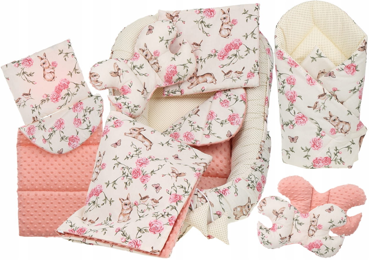 Babymam kokon niemowlęcy gniazdo kojec minky 7 el.