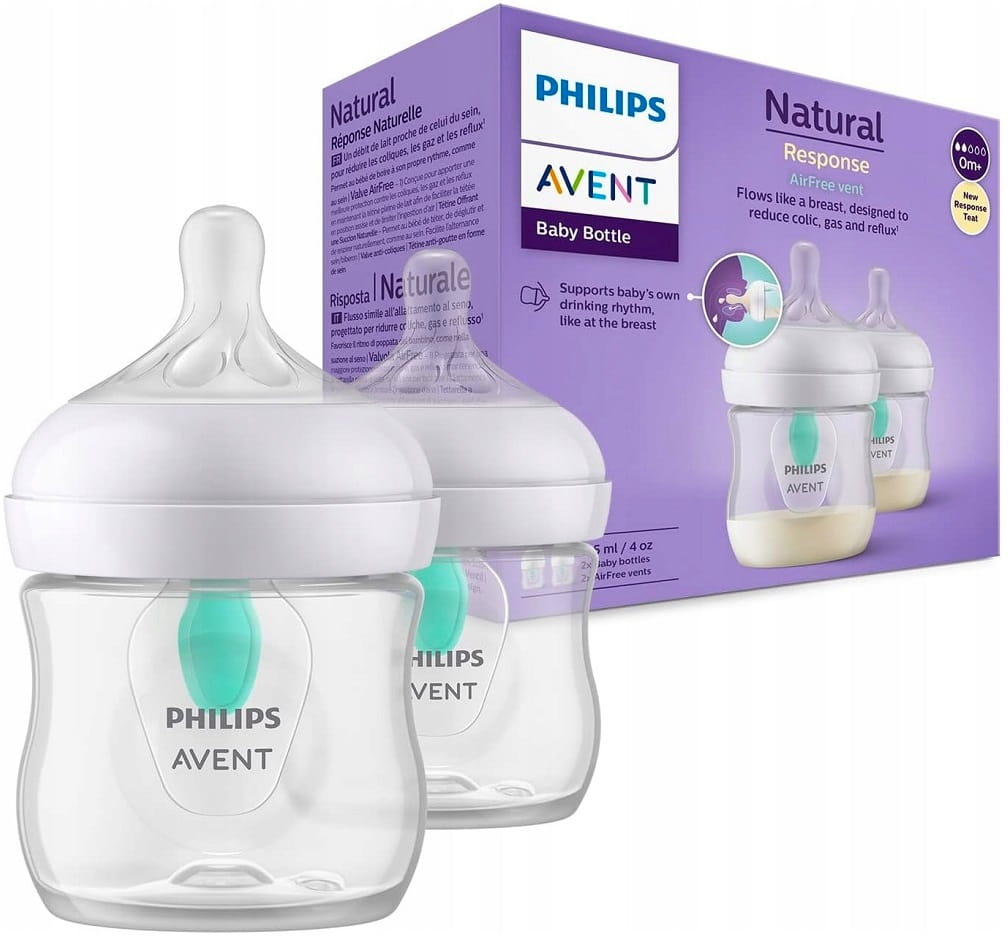 Philips Avent zestaw butelek Natural Response z nakładką antykolkową AIR FREE 2x125ml