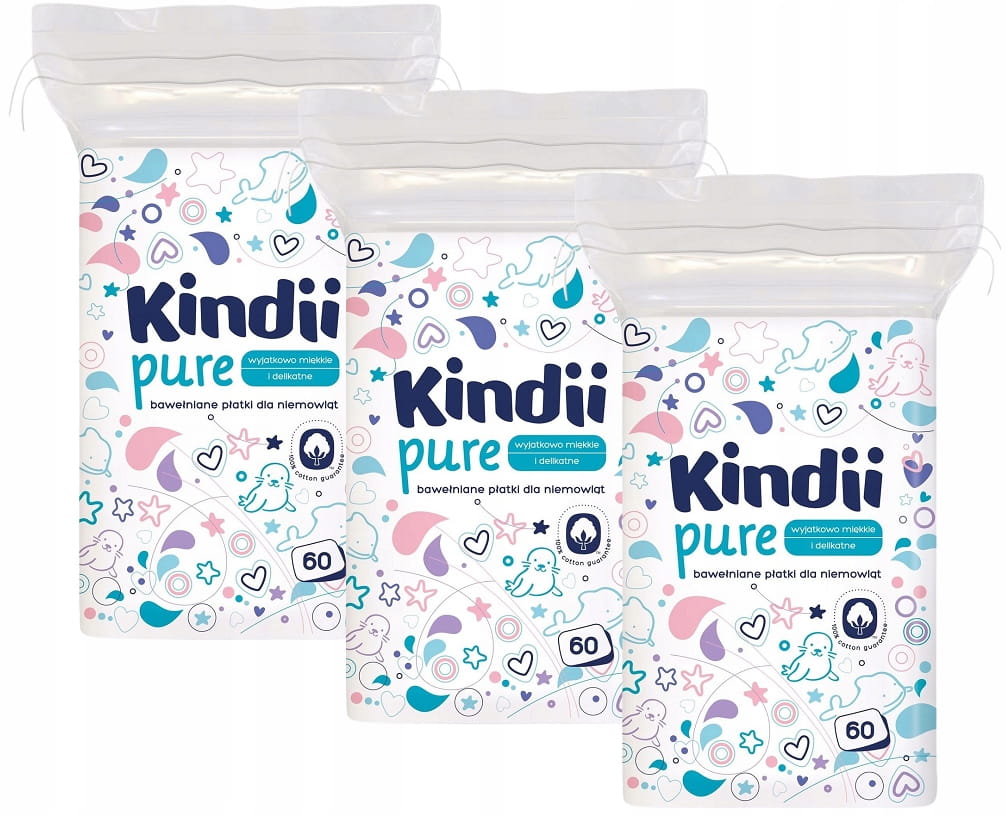Cleanic kindii płatki dla niemowląt dzieci baby 3-pak 3x60szt 180szt