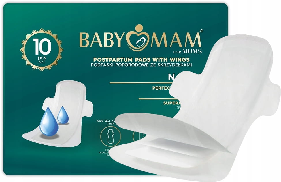 Babymam podpaski poporodowe ze skrzydełkami na dzień podkłady 10szt