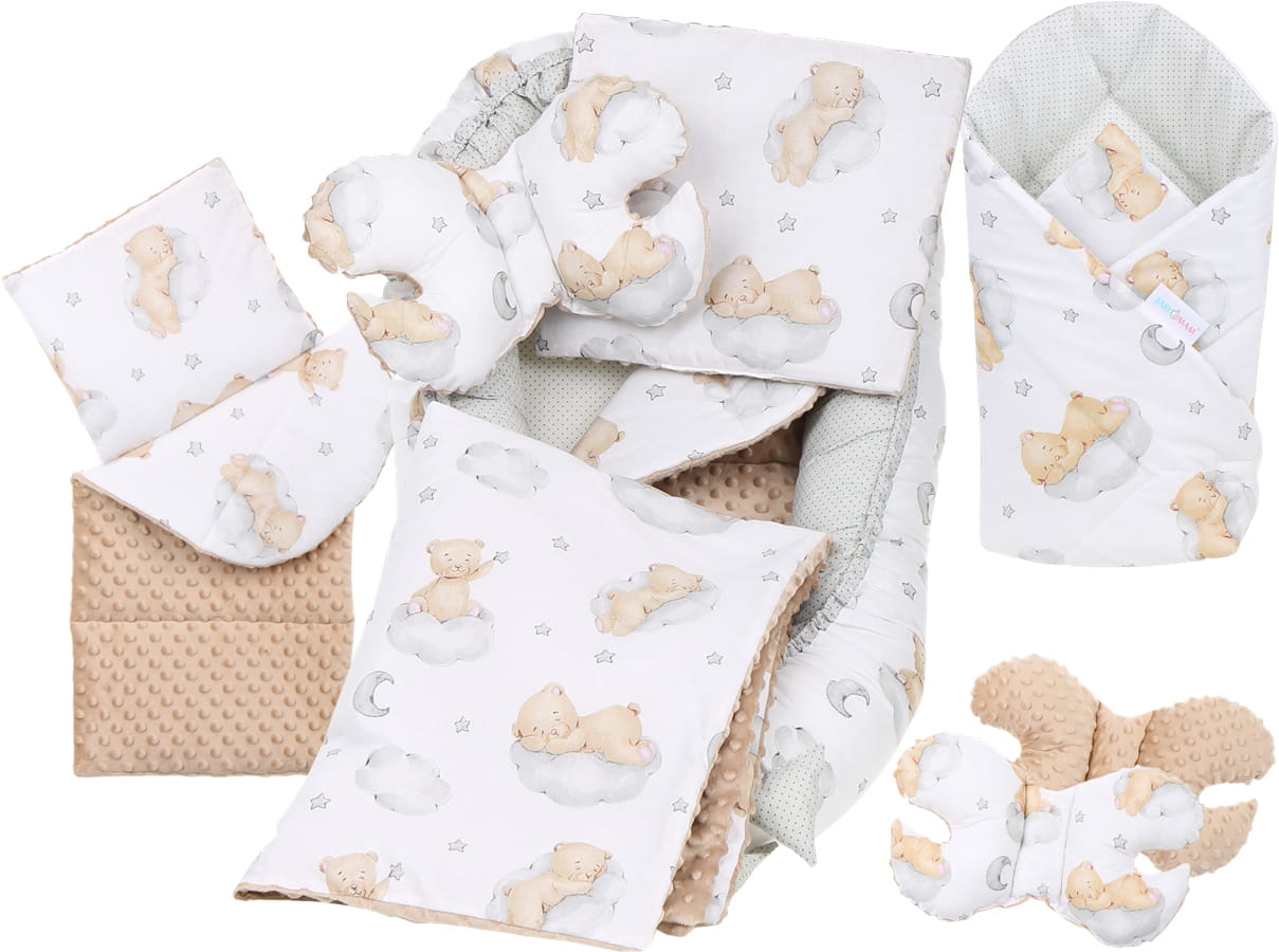 Babymam kokon niemowlęcy gniazdo kojec minky 7 el.