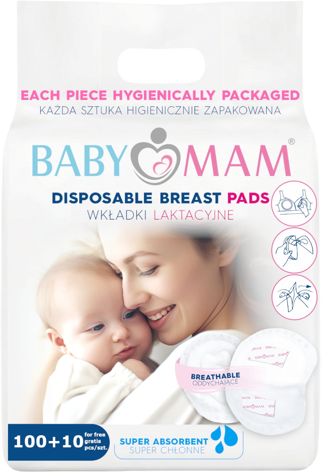 Wkładki laktacyjne superchłonne żelujące 110szt Babymam Big Pack