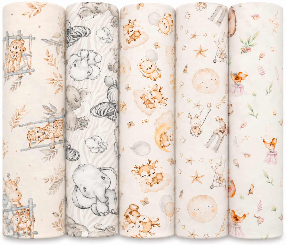 Babymam pieluszki flanelowe kolorowe pieluchy premium 5szt